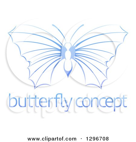 Clipart of a Gradient Blue Butterfly with Sample Text - Royalty Free Vector Illustration by AtStockIllustration