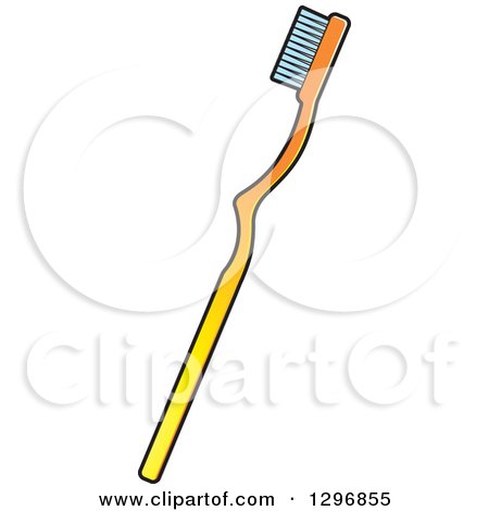 Clipart of a Cartoon Gradient Yellow Toothbrush - Royalty Free Vector Illustration by Lal Perera