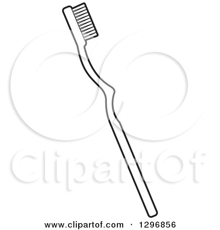 Clipart of a Cartoon Lineart Toothbrush - Royalty Free Vector Illustration by Lal Perera