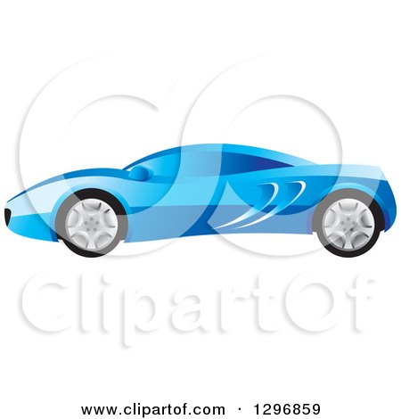 Clipart of a Profiled Blue Sports Car - Royalty Free Vector Illustration by Lal Perera