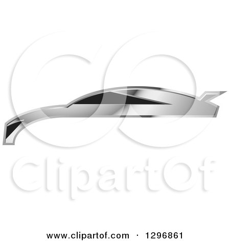 Clipart of a Profiled Silver Sports Car - Royalty Free Vector Illustration by Lal Perera