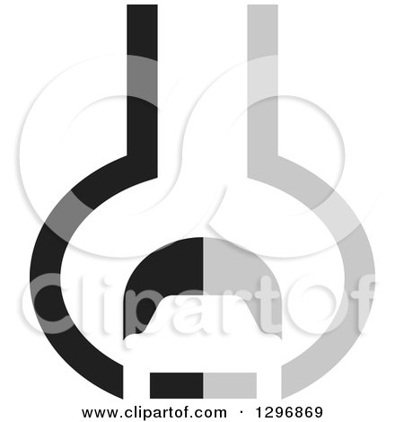 Clipart of a Grayscale Car in an Abstract Wrench - Royalty Free Vector Illustration by Lal Perera