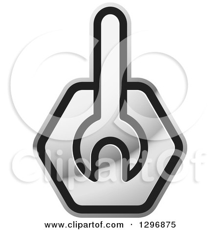 Clipart of a Black and Silver Wrench in a Hexagon - Royalty Free Vector Illustration by Lal Perera