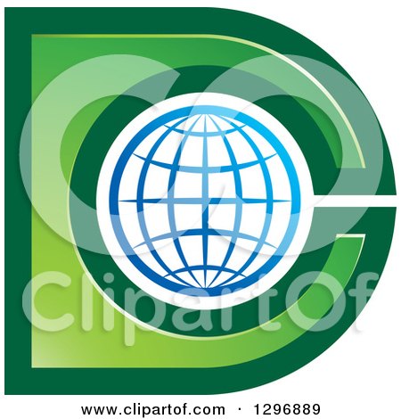 Clipart of a Blue and Green Grid Globe and DC Logo - Royalty Free Vector Illustration by Lal Perera