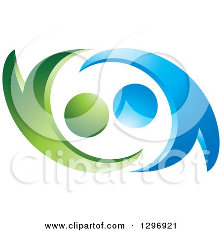 Clipart of a Green and Blue Abstract Couple Dancing or Embracing - Royalty Free Vector Illustration by Lal Perera