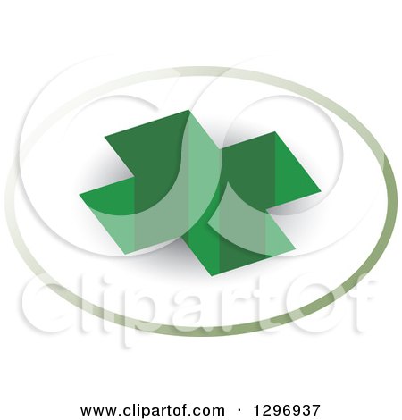 Clipart of a 3d Green Cross Hole in a Circle - Royalty Free Vector Illustration by Lal Perera