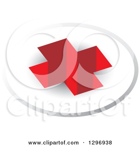 Clipart of a 3d Red Cross Hole in a Circle - Royalty Free Vector Illustration by Lal Perera