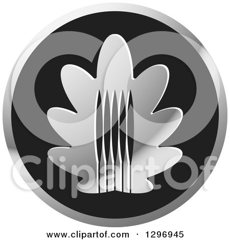 Clipart of a Silver and Black Oak Leaf with Trees in a Circle - Royalty Free Vector Illustration by Lal Perera