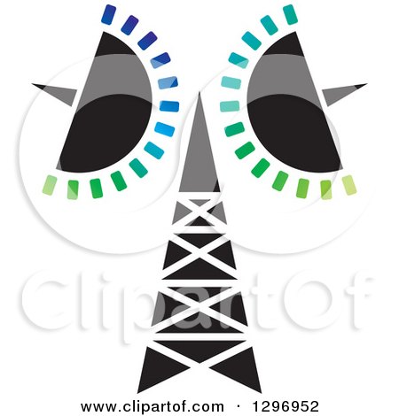 Clipart of a Black and White Cellular Communications Tower and Colorful Bars - Royalty Free Vector Illustration by Lal Perera