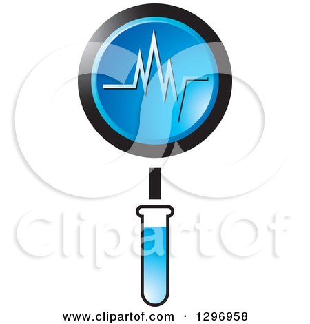 Clipart of a Blue Test Tube Magnifying Glass and Chart - Royalty Free Vector Illustration by Lal Perera