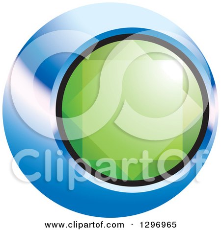 Clipart of a Green Emerald Gem in a Blue and Black Circle - Royalty Free Vector Illustration by Lal Perera