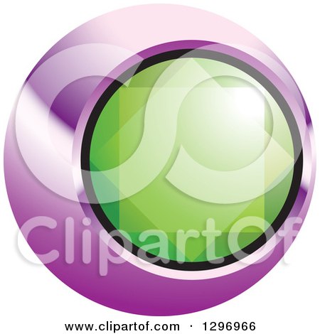 Clipart of a Green Emerald Gem in a Purple and Black Circle - Royalty Free Vector Illustration by Lal Perera