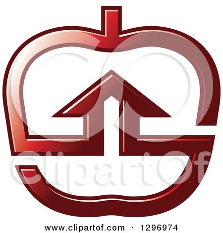 Clipart of a Gradient Red House in an Apple - Royalty Free Vector Illustration by Lal Perera