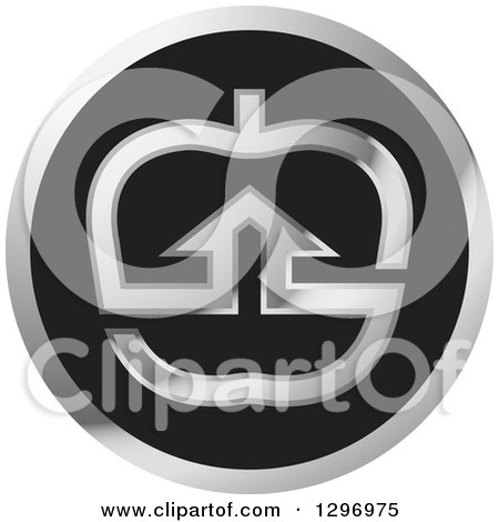 Clipart of a Round Silver and Black House in an Apple - Royalty Free Vector Illustration by Lal Perera