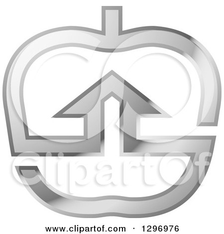 Clipart of a Silver House in an Apple - Royalty Free Vector Illustration by Lal Perera