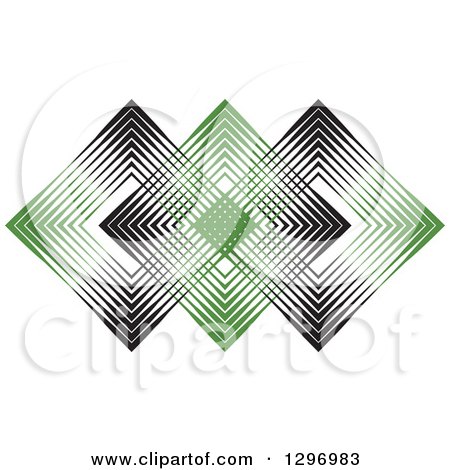 Clipart of Overlapping Diamonds Made of Black and Green Lines - Royalty Free Vector Illustration by Lal Perera