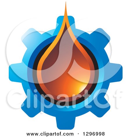 Clipart of a Drop and Blue Gear Cog - Royalty Free Vector Illustration by Lal Perera