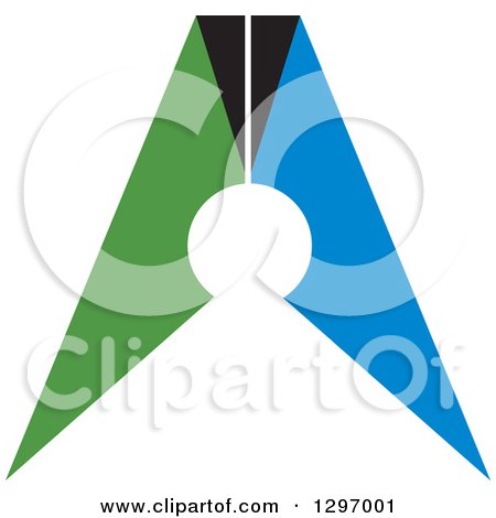 Clipart of a Green Blue and Black Abstract Man or Crown - Royalty Free Vector Illustration by Lal Perera
