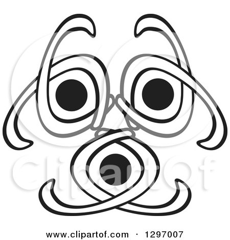 Clipart of a Black and White Abstract Face - Royalty Free Vector Illustration by Lal Perera