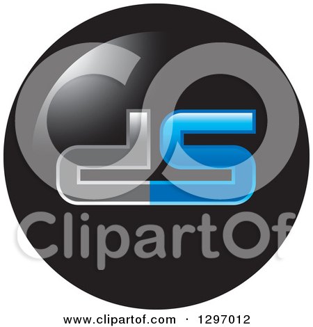Clipart of a Black Circle with Silver and Blue Ds - Royalty Free Vector Illustration by Lal Perera