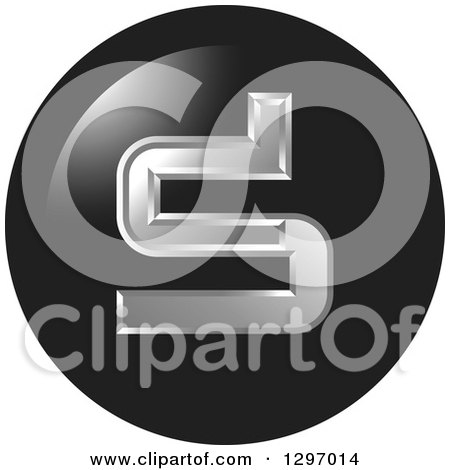 Clipart of a Silver and Black Abstract DS Logo in a Black Circle - Royalty Free Vector Illustration by Lal Perera