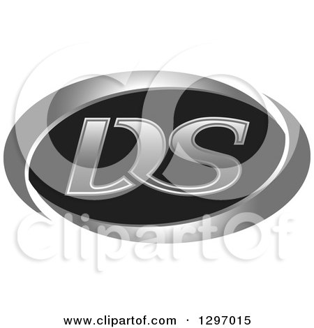 Clipart of a Chrome and Black DS Oval Logo - Royalty Free Vector Illustration by Lal Perera