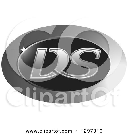 Clipart of a Shiny Chrome and Black DS Oval Logo - Royalty Free Vector Illustration by Lal Perera