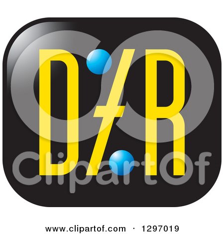 Clipart of a Yellow and Blue Dtr Letters in a Black Rectangle - Royalty Free Vector Illustration by Lal Perera