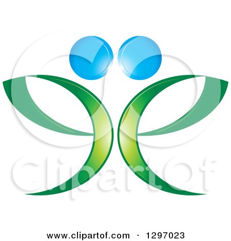 Clipart of a Green and Blue Abstract Mirrored Letter E - Royalty Free Vector Illustration by Lal Perera