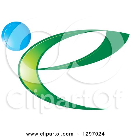 Clipart of a Green and Blue Abstract Letter E - Royalty Free Vector Illustration by Lal Perera