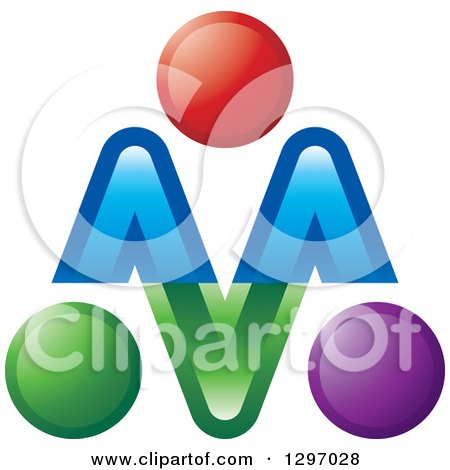 Clipart of a Colorful Abstrac Letter M with Orbs - Royalty Free Vector Illustration by Lal Perera