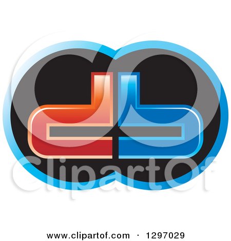 Clipart of a Red and Blue Abstract Letter Db Logo in Black - Royalty Free Vector Illustration by Lal Perera