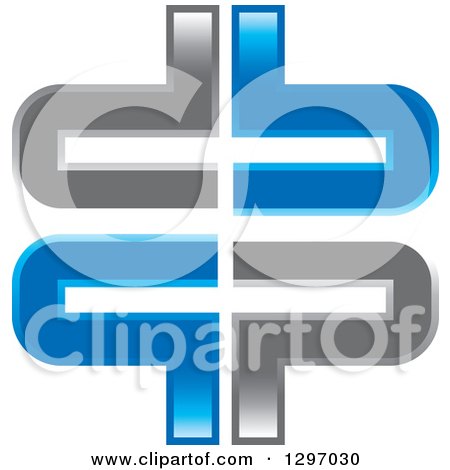 Clipart of a Silver and Blue Abstract Letter Db Logo - Royalty Free Vector Illustration by Lal Perera