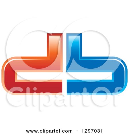 Clipart of a Red and Blue Abstract Letter Db Logo - Royalty Free Vector Illustration by Lal Perera