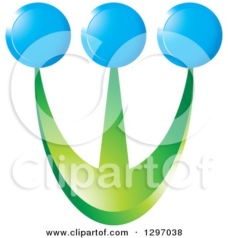 Clipart of Green Prongs with Blue Circles - Royalty Free Vector Illustration by Lal Perera