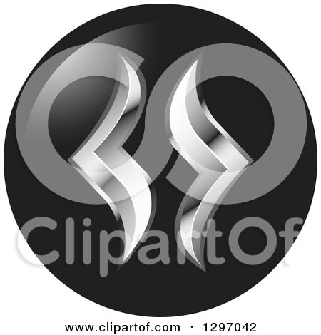 Clipart of Silver Seagulls in a Black Circle - Royalty Free Vector Illustration by Lal Perera