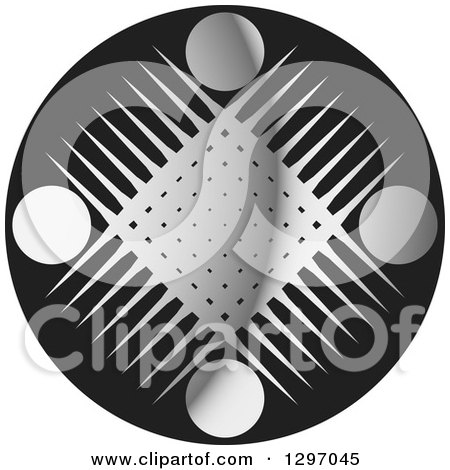 Clipart of a Black Circle with Silver Circles and Threads - Royalty Free Vector Illustration by Lal Perera