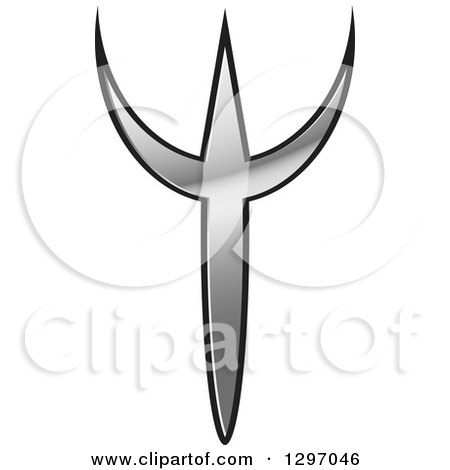 Clipart of a Shiny Silver Trident - Royalty Free Vector Illustration by Lal Perera