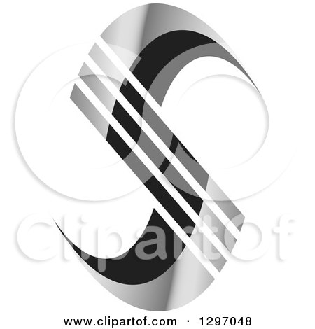 Clipart of a Silver and Black Abstract Letter S with Lines - Royalty Free Vector Illustration by Lal Perera