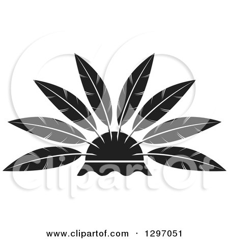 Clipart of a Black and White Hat with Feathers - Royalty Free Vector Illustration by Lal Perera