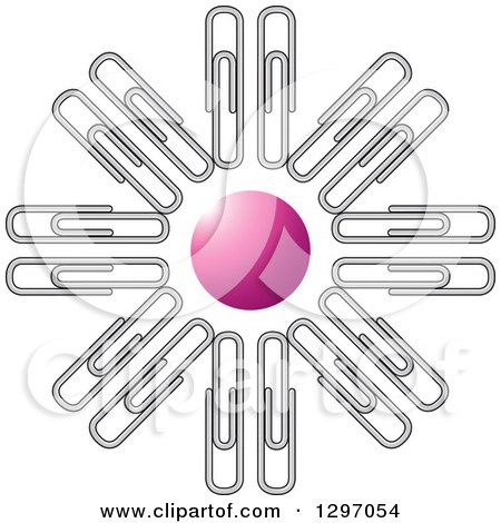 Clipart of a Pink Orb Encircled with Paperclips - Royalty Free Vector Illustration by Lal Perera