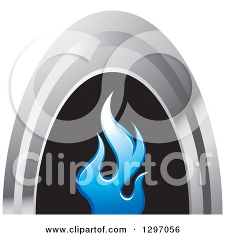 Clipart of a Silver Arch over Blue Flames on Black - Royalty Free Vector Illustration by Lal Perera
