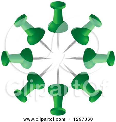 Clipart of a Circle of Green Drawing Pins - Royalty Free Vector Illustration by Lal Perera