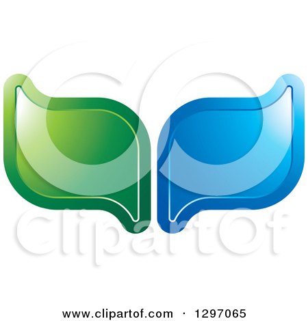 Clipart of Shiny Green and Blue Leaves - Royalty Free Vector Illustration by Lal Perera