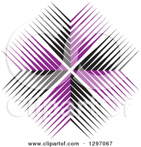 Clipart of a Cross Made of Purple and Black Lines - Royalty Free Vector Illustration by Lal Perera