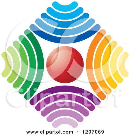Clipart of a Red Circle in a Diamond of Colorful Signals - Royalty Free Vector Illustration by Lal Perera