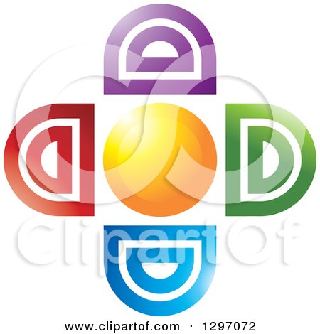 Clipart of a Sun with Colorful Abstract Rays - Royalty Free Vector Illustration by Lal Perera