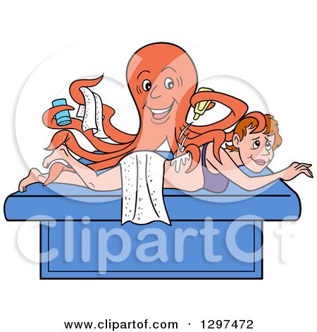 Cartoon Masseuse Octopus Massaging a White Woman at a Spa Posters, Art  Prints by - Interior Wall Decor #1297472