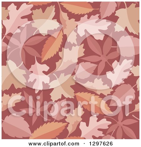 Clipart of a Leaf Seamless Background Pattern in Pink, Red and Orange Masala Tones - Royalty Free Vector Illustration by Any Vector