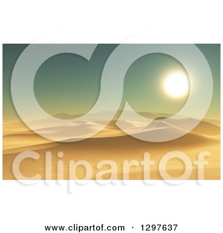 Clipart of a 3d Desert with Dunes at Sunset - Royalty Free Illustration by KJ Pargeter